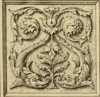 An illustration from Elements of style in furniture and woodwork, being a series of details of the Italian, German Renaissance, Elizabethan, Louis XIVth, Louis XVth, Louis XVIth, Sheraton, Adams, Empire, Chinese, Japanese, and Moresque styles ... for the use of architects, furniture designers, cabinet makers and others (1889)