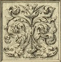 An illustration from Elements of style in furniture and woodwork, being a series of details of the Italian, German Renaissance, Elizabethan, Louis XIVth, Louis XVth, Louis XVIth, Sheraton, Adams, Empire, Chinese, Japanese, and Moresque styles ... for the use of architects, furniture designers, cabinet makers and others (1889)