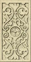 An illustration from Elements of style in furniture and woodwork, being a series of details of the Italian, German Renaissance, Elizabethan, Louis XIVth, Louis XVth, Louis XVIth, Sheraton, Adams, Empire, Chinese, Japanese, and Moresque styles ... for the use of architects, furniture designers, cabinet makers and others (1889)