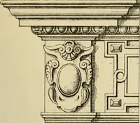 An illustration from Elements of style in furniture and woodwork, being a series of details of the Italian, German Renaissance, Elizabethan, Louis XIVth, Louis XVth, Louis XVIth, Sheraton, Adams, Empire, Chinese, Japanese, and Moresque styles ... for the use of architects, furniture designers, cabinet makers and others (1889)