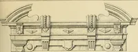 An illustration from Elements of style in furniture and woodwork, being a series of details of the Italian, German Renaissance, Elizabethan, Louis XIVth, Louis XVth, Louis XVIth, Sheraton, Adams, Empire, Chinese, Japanese, and Moresque styles ... for the use of architects, furniture designers, cabinet makers and others (1889)