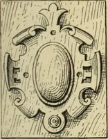 An illustration from Elements of style in furniture and woodwork, being a series of details of the Italian, German Renaissance, Elizabethan, Louis XIVth, Louis XVth, Louis XVIth, Sheraton, Adams, Empire, Chinese, Japanese, and Moresque styles ... for the use of architects, furniture designers, cabinet makers and others (1889)