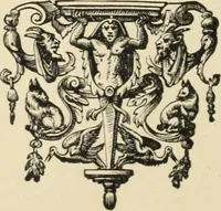 An illustration from Elements of style in furniture and woodwork, being a series of details of the Italian, German Renaissance, Elizabethan, Louis XIVth, Louis XVth, Louis XVIth, Sheraton, Adams, Empire, Chinese, Japanese, and Moresque styles ... for the use of architects, furniture designers, cabinet makers and others (1889)