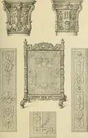 An illustration from Elements of style in furniture and woodwork, being a series of details of the Italian, German Renaissance, Elizabethan, Louis XIVth, Louis XVth, Louis XVIth, Sheraton, Adams, Empire, Chinese, Japanese, and Moresque styles ... for the use of architects, furniture designers, cabinet makers and others (1889)