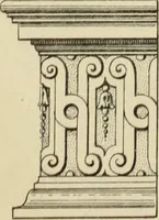 An illustration from Elements of style in furniture and woodwork, being a series of details of the Italian, German Renaissance, Elizabethan, Louis XIVth, Louis XVth, Louis XVIth, Sheraton, Adams, Empire, Chinese, Japanese, and Moresque styles ... for the use of architects, furniture designers, cabinet makers and others (1889)