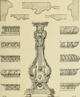 An illustration from Elements of style in furniture and woodwork, being a series of details of the Italian, German Renaissance, Elizabethan, Louis XIVth, Louis XVth, Louis XVIth, Sheraton, Adams, Empire, Chinese, Japanese, and Moresque styles ... for the use of architects, furniture designers, cabinet makers and others (1889)