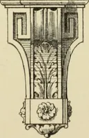 An illustration from Elements of style in furniture and woodwork, being a series of details of the Italian, German Renaissance, Elizabethan, Louis XIVth, Louis XVth, Louis XVIth, Sheraton, Adams, Empire, Chinese, Japanese, and Moresque styles ... for the use of architects, furniture designers, cabinet makers and others (1889)