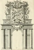 An illustration from Eloges et discours sur la triomphante reception du roy en sa ville de Paris, apres la reduction de la Rochelle : accompagnez des figures, tant des arcs de triomphe que des autres preparatifs (1629)