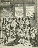 An illustration from Eloges et discours sur la triomphante reception du roy en sa ville de Paris, apres la reduction de la Rochelle : accompagnez des figures, tant des arcs de triomphe que des autres preparatifs (1629)