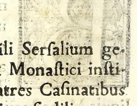 An illustration from Elogia abbatvm sacri Monasterij Casinensis : ad rum. patrem d. Simplicivm Caffarellvm, congregationis casinensis praesidem generalem (1630)