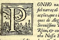 An illustration from Embaixada que fes o excellentissimo senhor conde de Villar-Maior (hoje marques de Alegrete) dos conselhos de estado, & guerra de el rei N. S. gentil homem da sua camera, & vedor da fasenda, &c. : Ao serenissimo principe Philippe Guilhelmo conde palatino do Rhim, eleitor do S. R. J. conduçam da rainha nossa senhora a estes reinos, festas, & applausos, come que foi celebrada sua felix vinda, & as augustas vodas de Suas Majestades escrita, e offerecida ao excellentissimo senhor conde de Villar Maior Fernaõ Telles da Silva do conselho de Sua Majestade, & deputado da junra dos tres estados do reino. (1694)