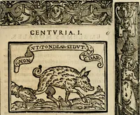 An illustration from Emblemas morales de Don Sebastian de Couarrubias Orozco, capellan del rey N.S. Maestrescuela, y canonigo de Cuenca, consultor del santo oficio (1610)