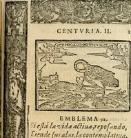 An illustration from Emblemas morales de Don Sebastian de Couarrubias Orozco, capellan del rey N.S. Maestrescuela, y canonigo de Cuenca, consultor del santo oficio (1610)