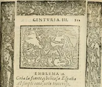 An illustration from Emblemas morales de Don Sebastian de Couarrubias Orozco, capellan del rey N.S. Maestrescuela, y canonigo de Cuenca, consultor del santo oficio (1610)