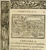 An illustration from Emblemas morales de Don Sebastian de Couarrubias Orozco, capellan del rey N.S. Maestrescuela, y canonigo de Cuenca, consultor del santo oficio (1610)