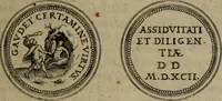 An illustration from Emblemata anniversaria Academiae Altorfinae : studiorum iuventutis exercitandorum causa proposita et variorum orationibus exposita (1597)