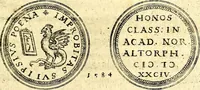 An illustration from Emblemata anniversaria Academiae Noribergensis, qvae est Altorffii: stvdiorum juventutis exercitandorum caussâ inde ab ann. Christi CD D LXXVII usq; ad annum CD D CXVI proposita; oratiunculis eruditis & nervosis in panegyribus academicis explicata (1617)