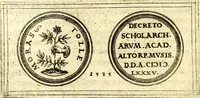 An illustration from Emblemata anniversaria Academiae Noribergensis, qvae est Altorffii: stvdiorum juventutis exercitandorum caussâ inde ab ann. Christi CD D LXXVII usq; ad annum CD D CXVI proposita; oratiunculis eruditis & nervosis in panegyribus academicis explicata (1617)