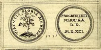 An illustration from Emblemata anniversaria Academiae Noribergensis, qvae est Altorffii: stvdiorum juventutis exercitandorum caussâ inde ab ann. Christi CD D LXXVII usq; ad annum CD D CXVI proposita; oratiunculis eruditis & nervosis in panegyribus academicis explicata (1617)