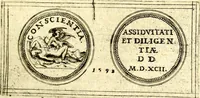 An illustration from Emblemata anniversaria Academiae Noribergensis, qvae est Altorffii: stvdiorum juventutis exercitandorum caussâ inde ab ann. Christi CD D LXXVII usq; ad annum CD D CXVI proposita; oratiunculis eruditis & nervosis in panegyribus academicis explicata (1617)