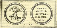 An illustration from Emblemata anniversaria Academiae Noribergensis, qvae est Altorffii: stvdiorum juventutis exercitandorum caussâ inde ab ann. Christi CD D LXXVII usq; ad annum CD D CXVI proposita; oratiunculis eruditis & nervosis in panegyribus academicis explicata (1617)