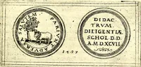 An illustration from Emblemata anniversaria Academiae Noribergensis, qvae est Altorffii: stvdiorum juventutis exercitandorum caussâ inde ab ann. Christi CD D LXXVII usq; ad annum CD D CXVI proposita; oratiunculis eruditis & nervosis in panegyribus academicis explicata (1617)