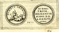 An illustration from Emblemata anniversaria Academiae Noribergensis, qvae est Altorffii: stvdiorum juventutis exercitandorum caussâ inde ab ann. Christi CD D LXXVII usq; ad annum CD D CXVI proposita; oratiunculis eruditis & nervosis in panegyribus academicis explicata (1617)