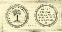 An illustration from Emblemata anniversaria Academiae Noribergensis, qvae est Altorffii: stvdiorum juventutis exercitandorum caussâ inde ab ann. Christi CD D LXXVII usq; ad annum CD D CXVI proposita; oratiunculis eruditis & nervosis in panegyribus academicis explicata (1617)