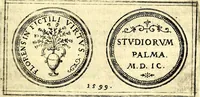 An illustration from Emblemata anniversaria Academiae Noribergensis, qvae est Altorffii: stvdiorum juventutis exercitandorum caussâ inde ab ann. Christi CD D LXXVII usq; ad annum CD D CXVI proposita; oratiunculis eruditis & nervosis in panegyribus academicis explicata (1617)