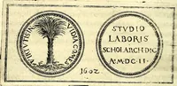 An illustration from Emblemata anniversaria Academiae Noribergensis, qvae est Altorffii: stvdiorum juventutis exercitandorum caussâ inde ab ann. Christi CD D LXXVII usq; ad annum CD D CXVI proposita; oratiunculis eruditis & nervosis in panegyribus academicis explicata (1617)