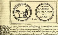 An illustration from Emblemata anniversaria Academiae Noribergensis, qvae est Altorffii: stvdiorum juventutis exercitandorum caussâ inde ab ann. Christi CD D LXXVII usq; ad annum CD D CXVI proposita; oratiunculis eruditis & nervosis in panegyribus academicis explicata (1617)