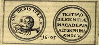 An illustration from Emblemata anniversaria Academiae Noribergensis, qvae est Altorffii: stvdiorum juventutis exercitandorum caussâ inde ab ann. Christi CD D LXXVII usq; ad annum CD D CXVI proposita; oratiunculis eruditis & nervosis in panegyribus academicis explicata (1617)