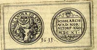 An illustration from Emblemata anniversaria Academiae Noribergensis, qvae est Altorffii: stvdiorum juventutis exercitandorum caussâ inde ab ann. Christi CD D LXXVII usq; ad annum CD D CXVI proposita; oratiunculis eruditis & nervosis in panegyribus academicis explicata (1617)