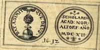 An illustration from Emblemata anniversaria Academiae Noribergensis, qvae est Altorffii: stvdiorum juventutis exercitandorum caussâ inde ab ann. Christi CD D LXXVII usq; ad annum CD D CXVI proposita; oratiunculis eruditis & nervosis in panegyribus academicis explicata (1617)