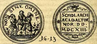 An illustration from Emblemata anniversaria Academiae Noribergensis, qvae est Altorffii: stvdiorum juventutis exercitandorum caussâ inde ab ann. Christi CD D LXXVII usq; ad annum CD D CXVI proposita; oratiunculis eruditis & nervosis in panegyribus academicis explicata (1617)