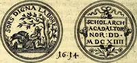 An illustration from Emblemata anniversaria Academiae Noribergensis, qvae est Altorffii: stvdiorum juventutis exercitandorum caussâ inde ab ann. Christi CD D LXXVII usq; ad annum CD D CXVI proposita; oratiunculis eruditis & nervosis in panegyribus academicis explicata (1617)