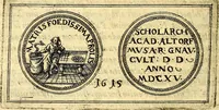 An illustration from Emblemata anniversaria Academiae Noribergensis, qvae est Altorffii: stvdiorum juventutis exercitandorum caussâ inde ab ann. Christi CD D LXXVII usq; ad annum CD D CXVI proposita; oratiunculis eruditis & nervosis in panegyribus academicis explicata (1617)
