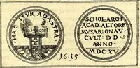 An illustration from Emblemata anniversaria Academiae Noribergensis, qvae est Altorffii: stvdiorum juventutis exercitandorum caussâ inde ab ann. Christi CD D LXXVII usq; ad annum CD D CXVI proposita; oratiunculis eruditis & nervosis in panegyribus academicis explicata (1617)