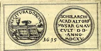 An illustration from Emblemata anniversaria Academiae Noribergensis, qvae est Altorffii: stvdiorum juventutis exercitandorum caussâ inde ab ann. Christi CD D LXXVII usq; ad annum CD D CXVI proposita; oratiunculis eruditis & nervosis in panegyribus academicis explicata (1617)