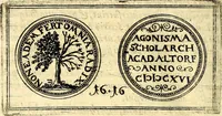 An illustration from Emblemata anniversaria Academiae Noribergensis, qvae est Altorffii: stvdiorum juventutis exercitandorum caussâ inde ab ann. Christi CD D LXXVII usq; ad annum CD D CXVI proposita; oratiunculis eruditis & nervosis in panegyribus academicis explicata (1617)