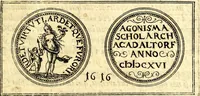 An illustration from Emblemata anniversaria Academiae Noribergensis, qvae est Altorffii: stvdiorum juventutis exercitandorum caussâ inde ab ann. Christi CD D LXXVII usq; ad annum CD D CXVI proposita; oratiunculis eruditis & nervosis in panegyribus academicis explicata (1617)