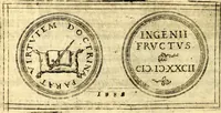 An illustration from Emblemata anniversaria Academiae Noribergensis, qvae est Altorffii: stvdiorum juventutis exercitandorum caussâ inde ab ann. Christi CD D LXXVII usq; ad annum CD D CXVI proposita; oratiunculis eruditis & nervosis in panegyribus academicis explicata (1617)