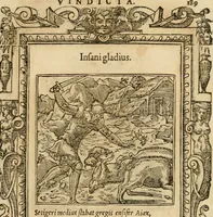 An illustration from Emblemata d'A. Alciati : denuo ab ipso autore recognita ac, quae desiderabantur, imaginibus locupletata : accesserunt noua aliquot ab autore emblemata, suis quoque eiconibus insignita (1550)