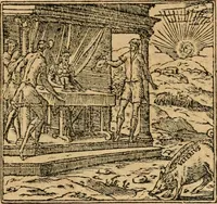 An illustration from Emblemata d'A. Alciati : denuo ab ipso autore recognita ac, quae desiderabantur, imaginibus locupletata : accesserunt noua aliquot ab autore emblemata, suis quoque eiconibus insignita (1550)