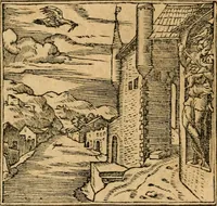 An illustration from Emblemata d'A. Alciati : denuo ab ipso autore recognita ac, quae desiderabantur, imaginibus locupletata : accesserunt noua aliquot ab autore emblemata, suis quoque eiconibus insignita (1550)