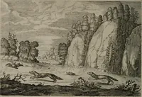 An illustration from Emblemata Florentii Schoonhovii I.C. Goudani : partim moralia partim etiam civilia : cum latiori eorundem ejusdem auctoris interpretatione : accedunt et alia quaedam poëmatia in alijs poematum suorum libris non contenta (1648)