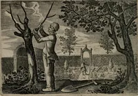 An illustration from Emblemata Florentii Schoonhovii I.C. Goudani : partim moralia partim etiam civilia : cum latiori eorundem ejusdem auctoris interpretatione : accedunt et alia quaedam poëmatia in alijs poematum suorum libris non contenta (1648)