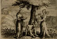 An illustration from Emblemata Florentii Schoonhovii I.C. Goudani, : partim moralia, partim etiam civilia. Cum latiori eorundem ejusdem auctoris interpretatione. (1618)