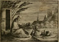 An illustration from Emblemata Florentii Schoonhovii I.C. Goudani, : partim moralia, partim etiam civilia. Cum latiori eorundem ejusdem auctoris interpretatione. (1618)