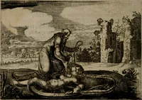 An illustration from Emblemata Florentii Schoonhovii I.C. Goudani, : partim moralia, partim etiam civilia. Cum latiori eorundem ejusdem auctoris interpretatione. (1618)